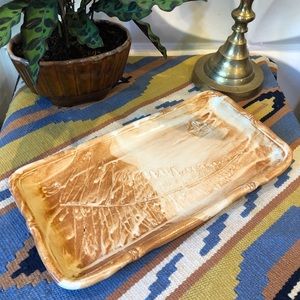 Handmade Studio Art Pottery Leaf Tray Plate